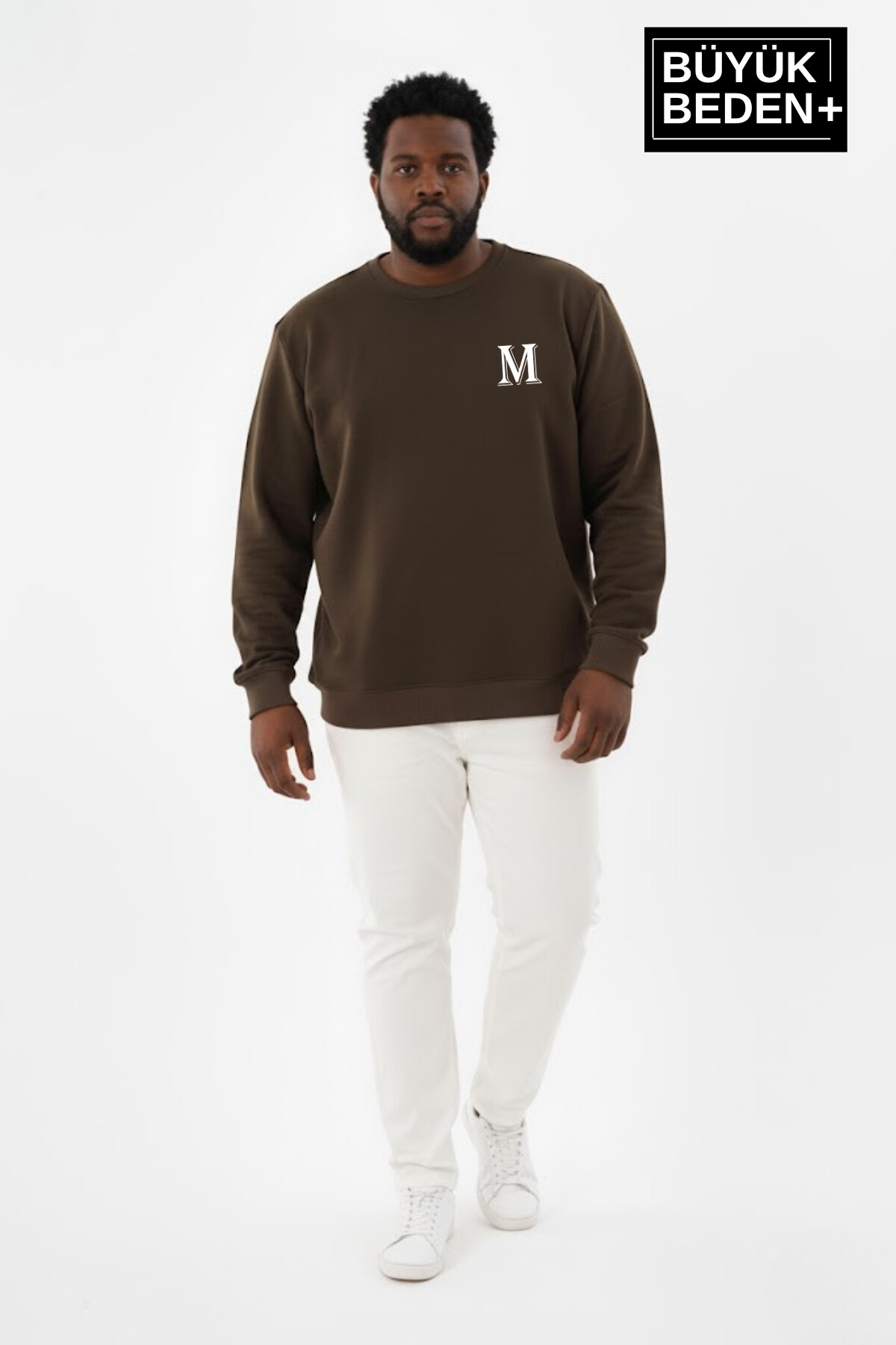 Erkek Büyük Beden M Baskılı Bisiklet Yaka ince Sweatshirt SPR26BSW956-13