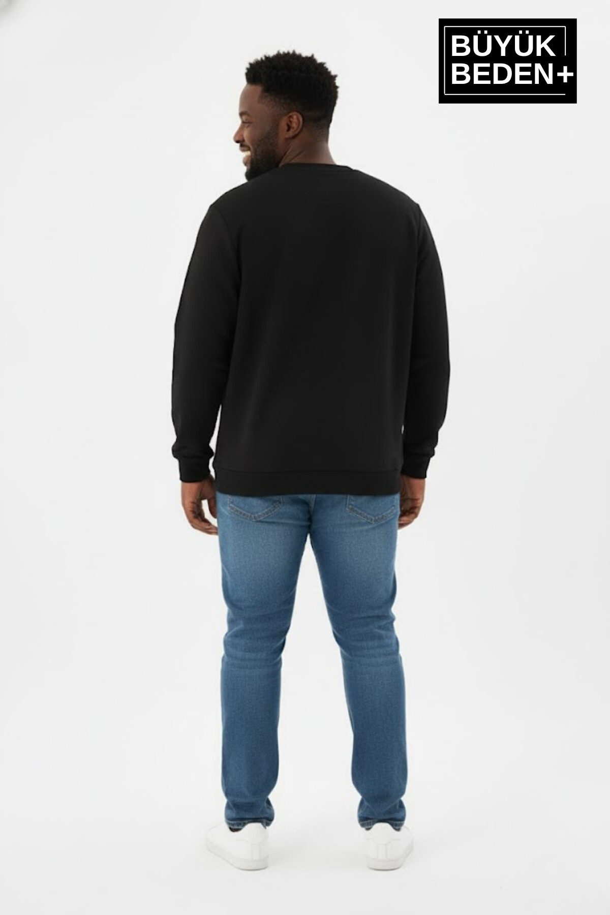 Erkek Büyük Beden M Baskılı Bisiklet Yaka ince Sweatshirt SPR26BSW956-13