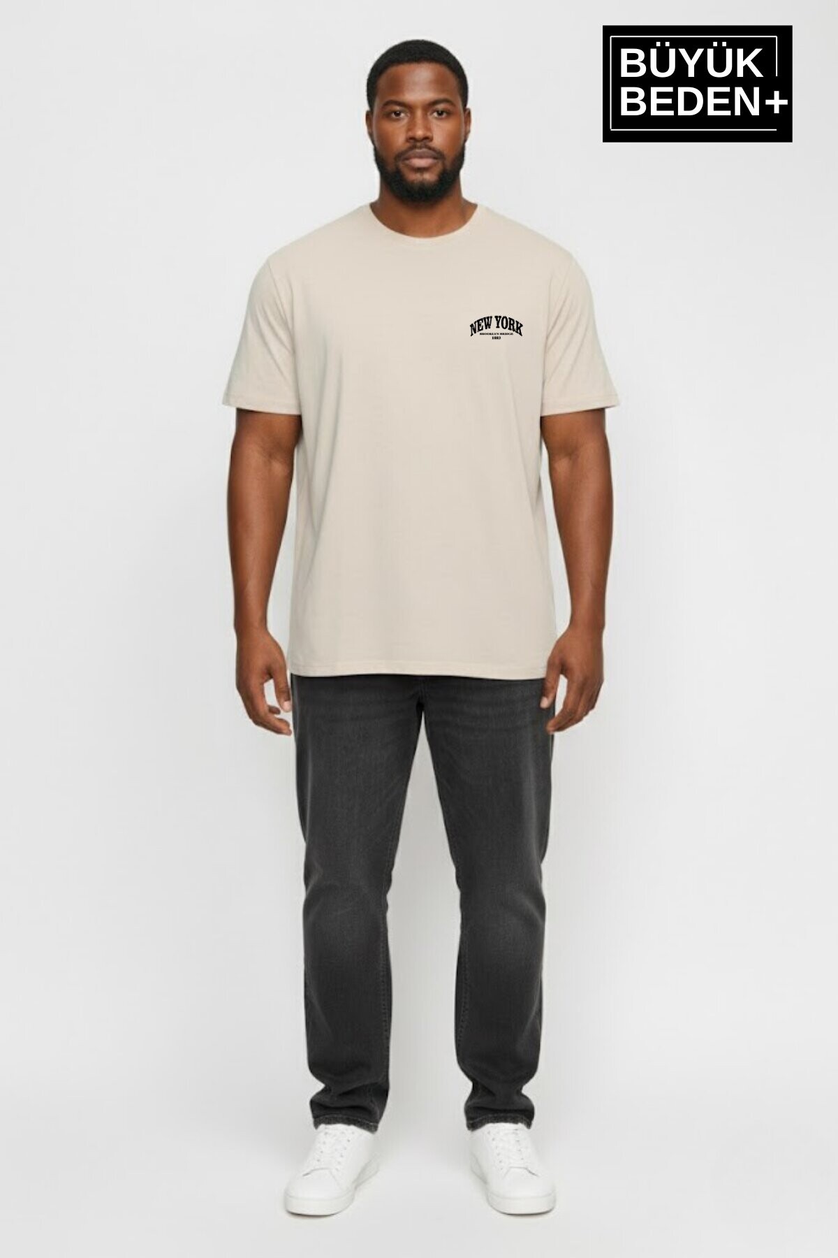  Süperlife Erkek Büyük Beden New York Baskılı 3xl-6xl Bisiklet Yaka Tshırt SPR26BTS510-05