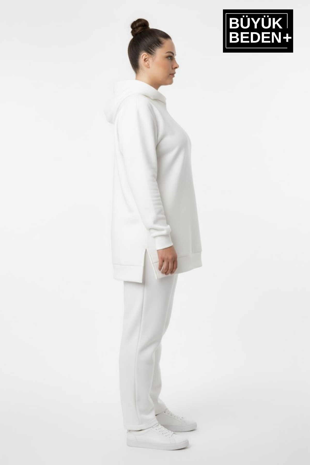 Kadın Büyük Beden 2 li Set Kapşonlu Tunik ince Sweatshırt  SPR26BTK991+2