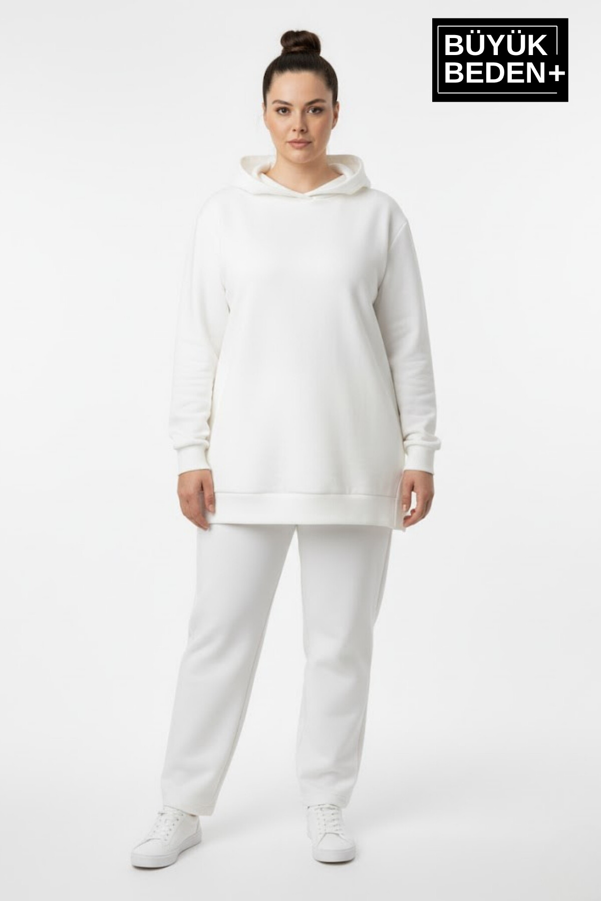Kadın Büyük Beden 3lü Set Kapşonlu Tunik ince Sweatshırt  SPR26BTK991+3
