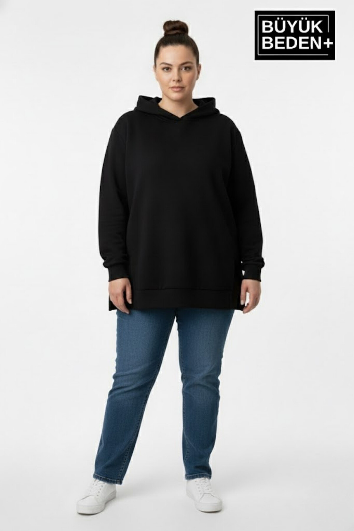 Kadın Büyük Beden 3lü Set Kapşonlu Tunik ince Sweatshırt  SPR26BTK991+3
