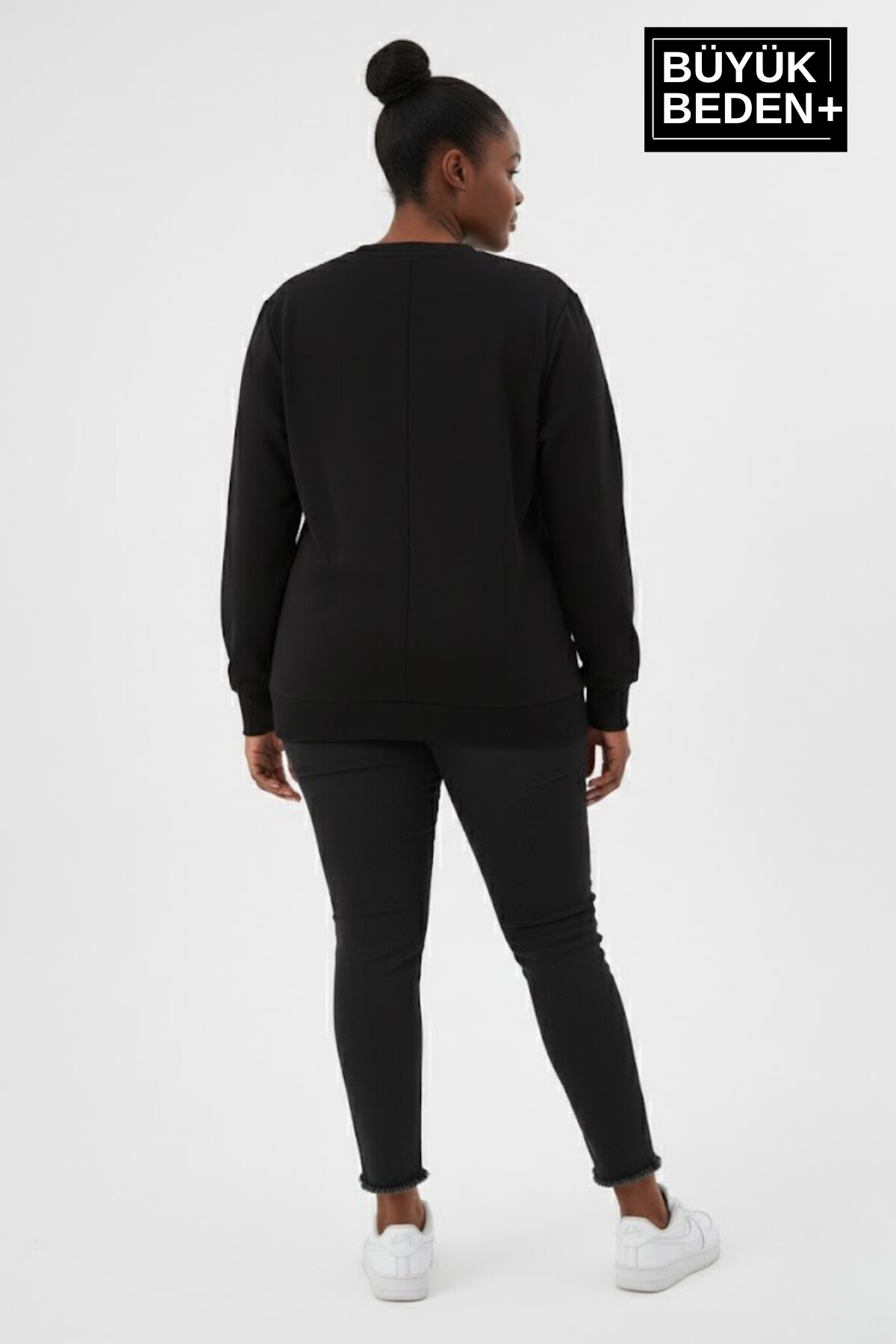 Kadın Büyük Beden CHEF Baskılı Bisilet Yaka İnce Sweatshirt SPR26BSWK956-4