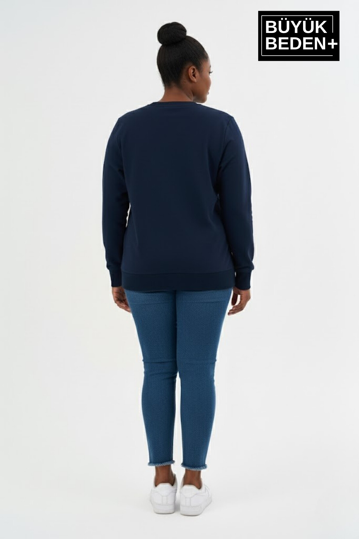 Kadın Büyük Beden CHEF Baskılı Bisilet Yaka İnce Sweatshirt SPR26BSWK956-4
