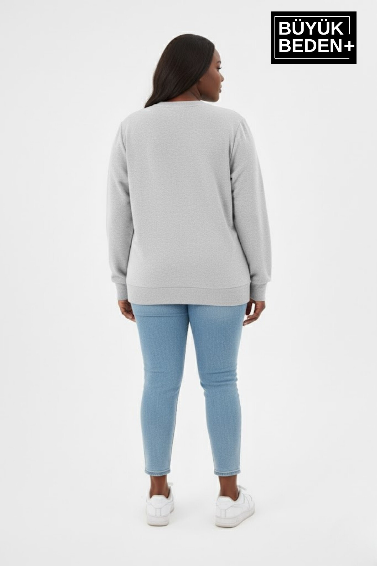Kadın Büyük Beden CHEF Baskılı Bisilet Yaka İnce Sweatshirt SPR26BSWK956-4