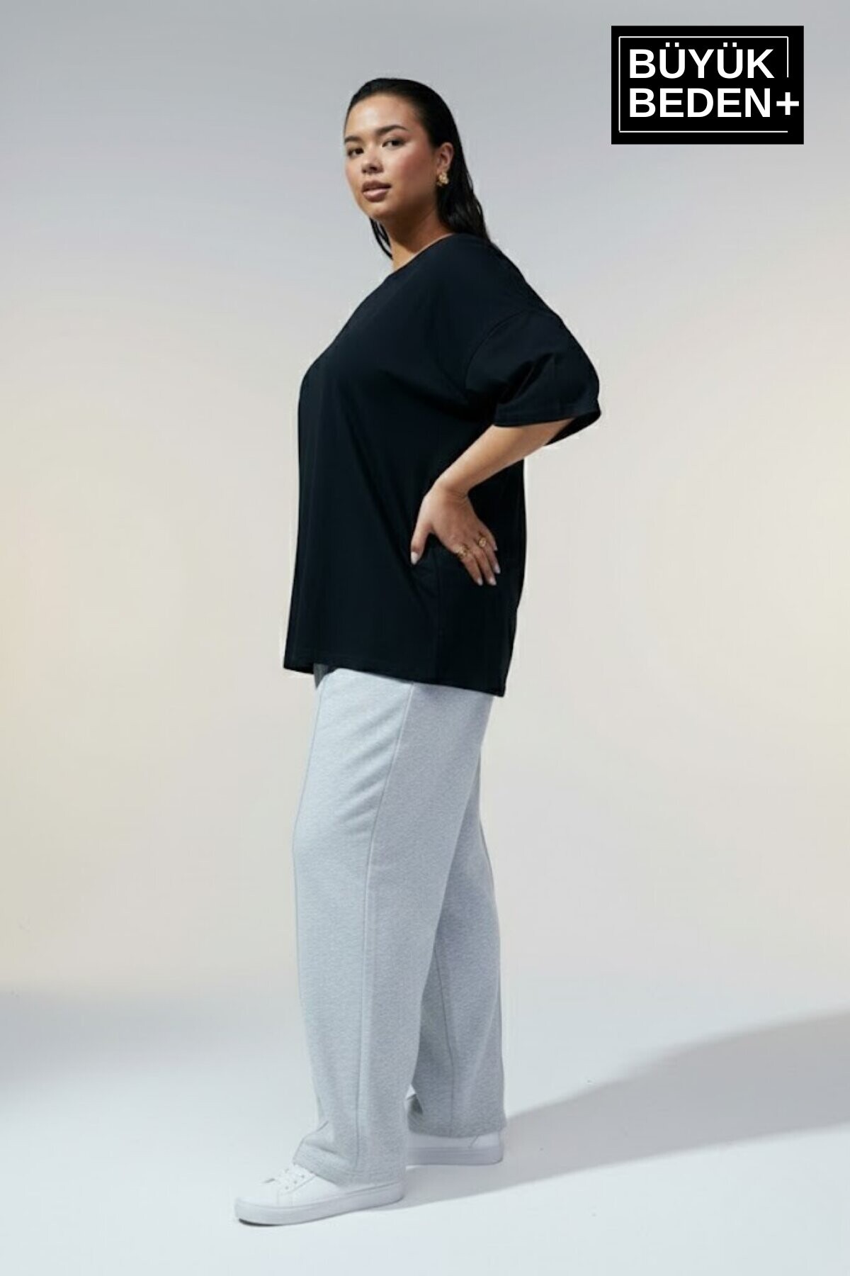 Süperlife Kadın Büyük Beden Orta Brooklyn Baskılı  3xl-6xl Bisiklet Yaka Tshırt SPR26BTSK510-8