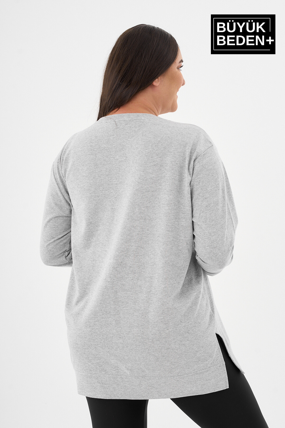 Kadın Tunik Büyük Beden Capri Island Baskılı ince Sweatshırt SPR26BTK990-1