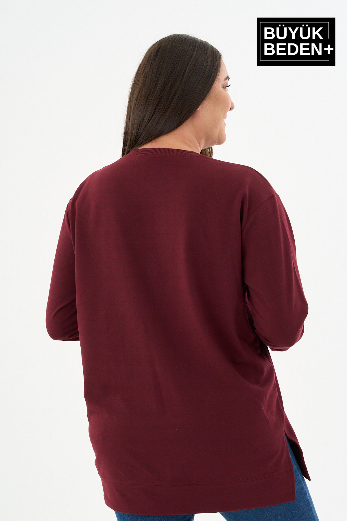 Kadın Tunik Büyük Beden NY NEWYORK Baskılı ince Sweatshırt SPR26BTK990-1