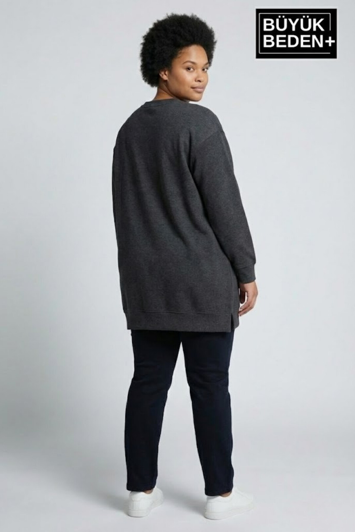 Kadın Tunik Büyük Beden NY NEWYORK Baskılı ince Sweatshırt SPR26BTK990-1
