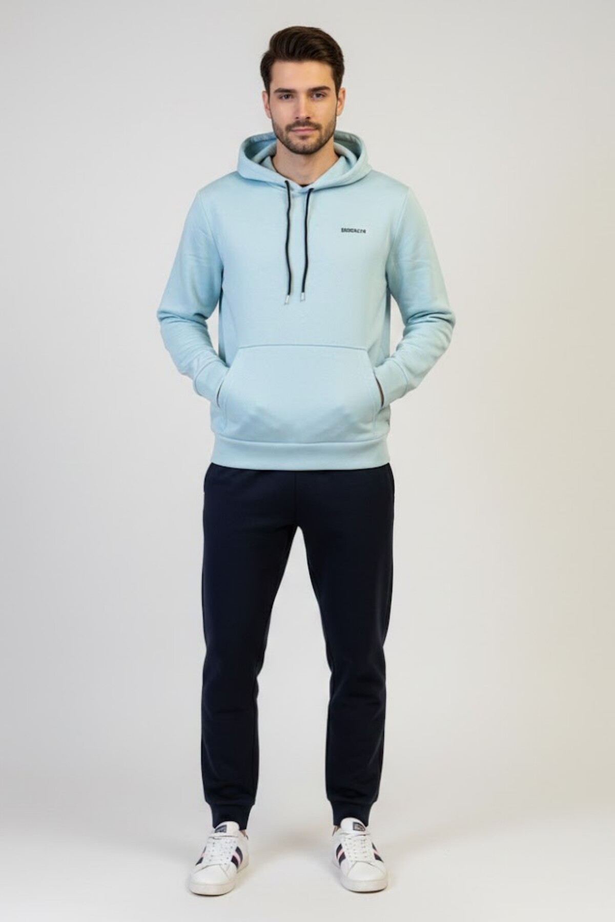 Süperlife Kapşonlu Uzun Kollu Baskılı Dar Kalıp İnce Erkek Sweatshirt SPR 2019K61