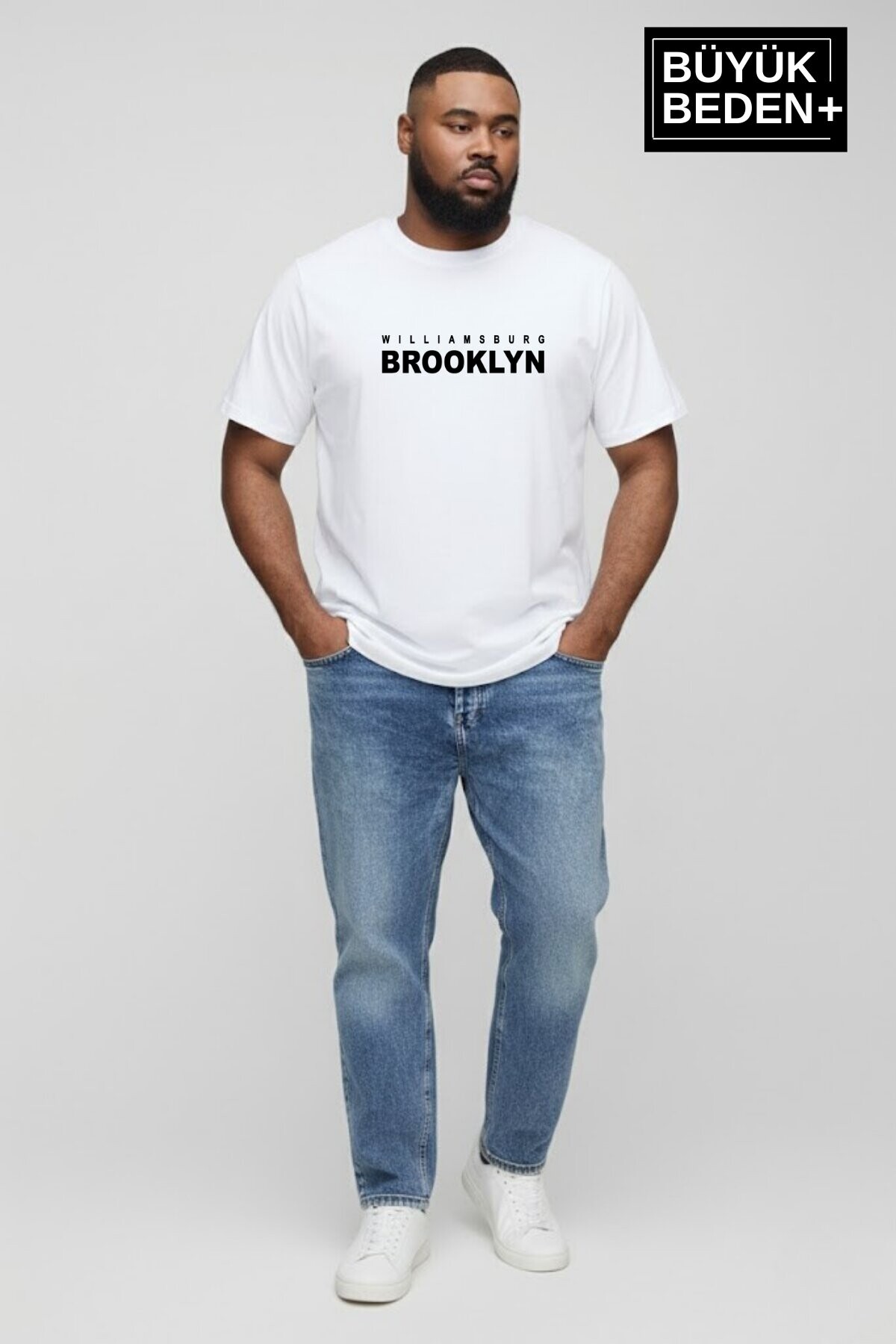 Erkek Büyük Beden Willamsburg Brooklyn Baskılı 3xl-6xl Bisiklet Yaka Tshırt SPR26BTS510-16