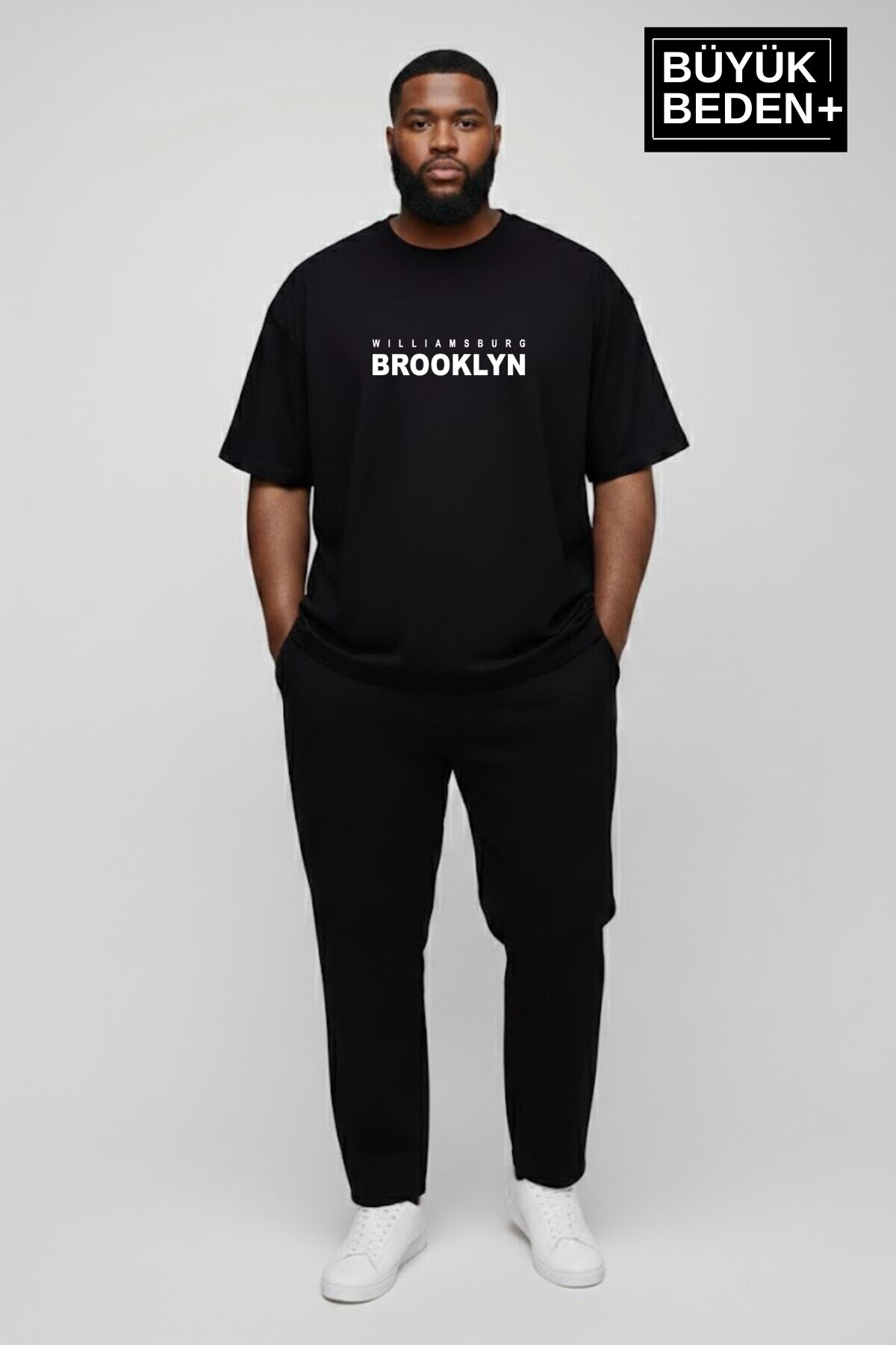 Erkek Büyük Beden Willamsburg Brooklyn Baskılı 3xl-6xl Bisiklet Yaka Tshırt SPR26BTS510-16