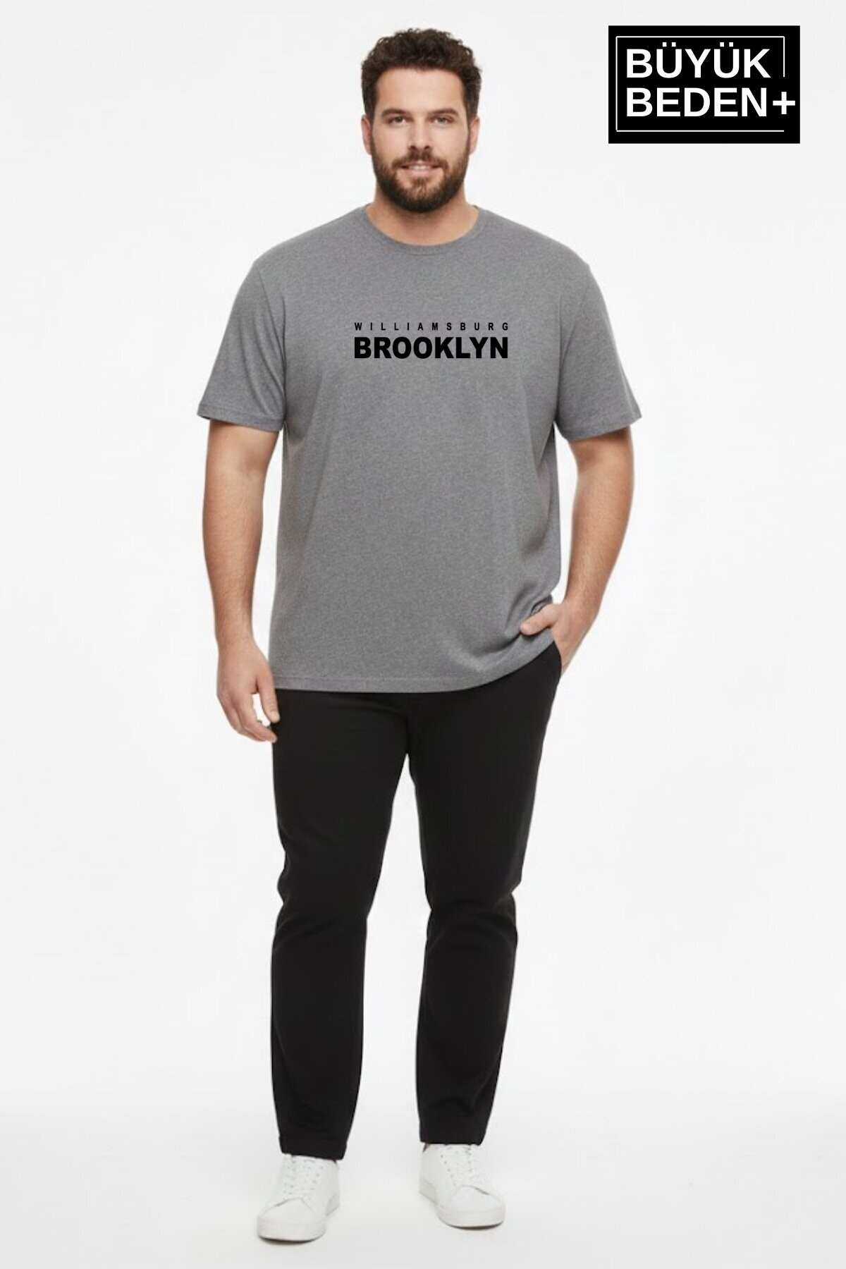 Erkek Büyük Beden Willamsburg Brooklyn Baskılı 3xl-6xl Bisiklet Yaka Tshırt SPR26BTS510-16