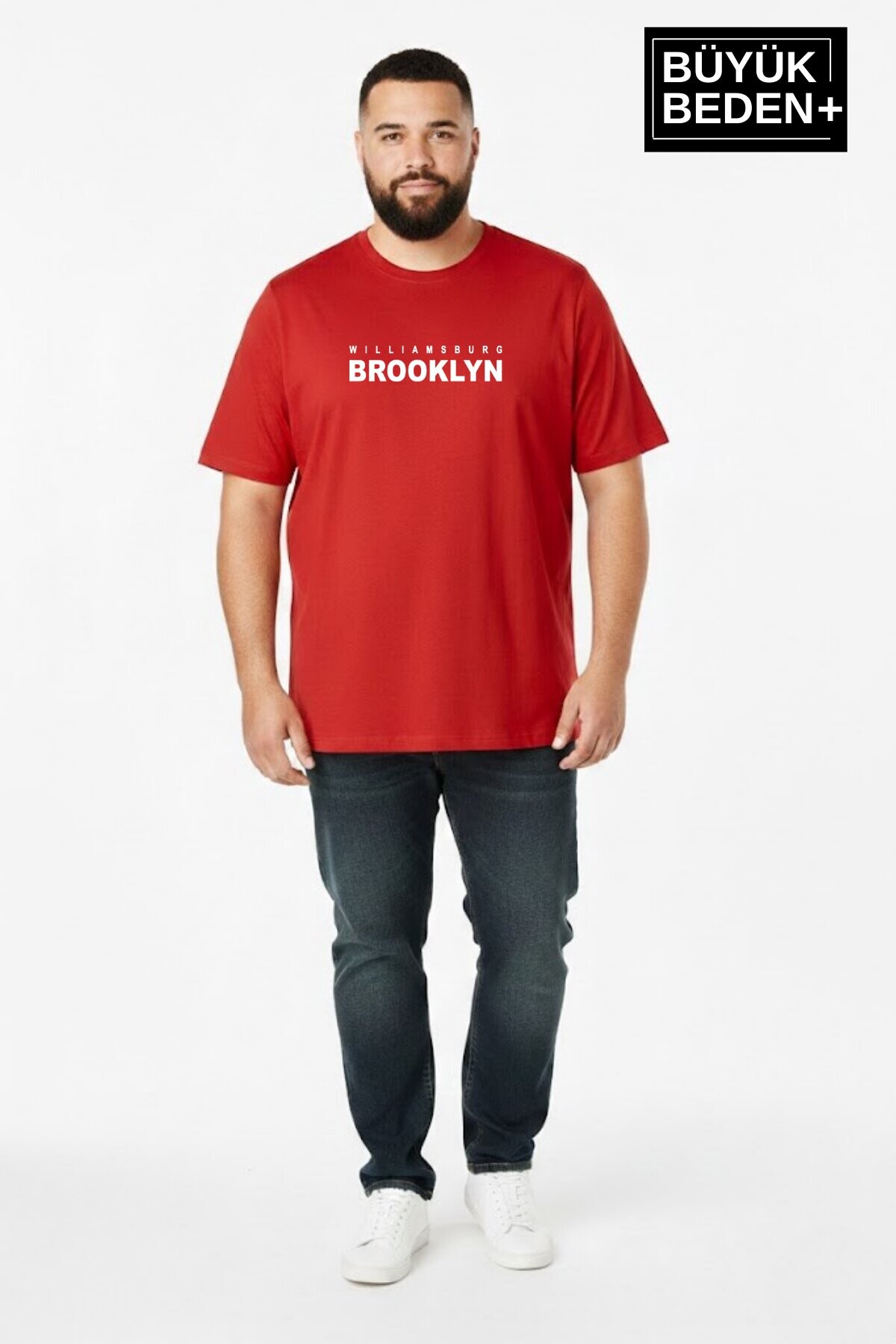 Erkek Büyük Beden Willamsburg Brooklyn Baskılı 3xl-6xl Bisiklet Yaka Tshırt SPR26BTS510-16