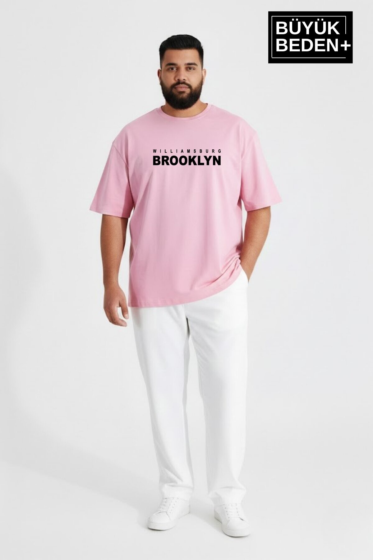 Erkek Büyük Beden Willamsburg Brooklyn Baskılı 3xl-6xl Bisiklet Yaka Tshırt SPR26BTS510-16