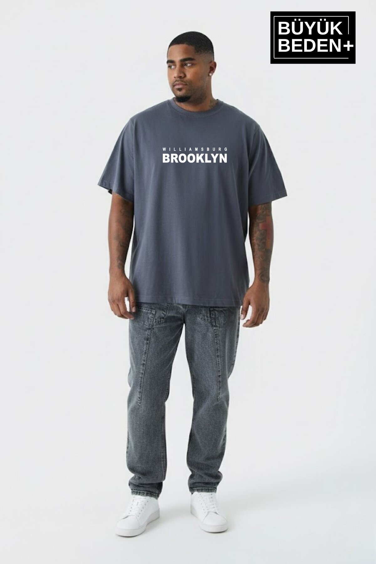 Erkek Büyük Beden Willamsburg Brooklyn Baskılı 3xl-6xl Bisiklet Yaka Tshırt SPR26BTS510-16