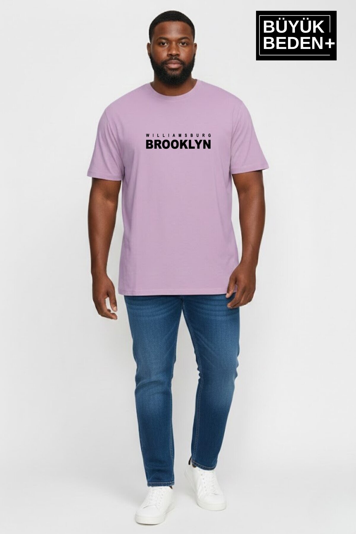 Erkek Büyük Beden Willamsburg Brooklyn Baskılı 3xl-6xl Bisiklet Yaka Tshırt SPR26BTS510-16
