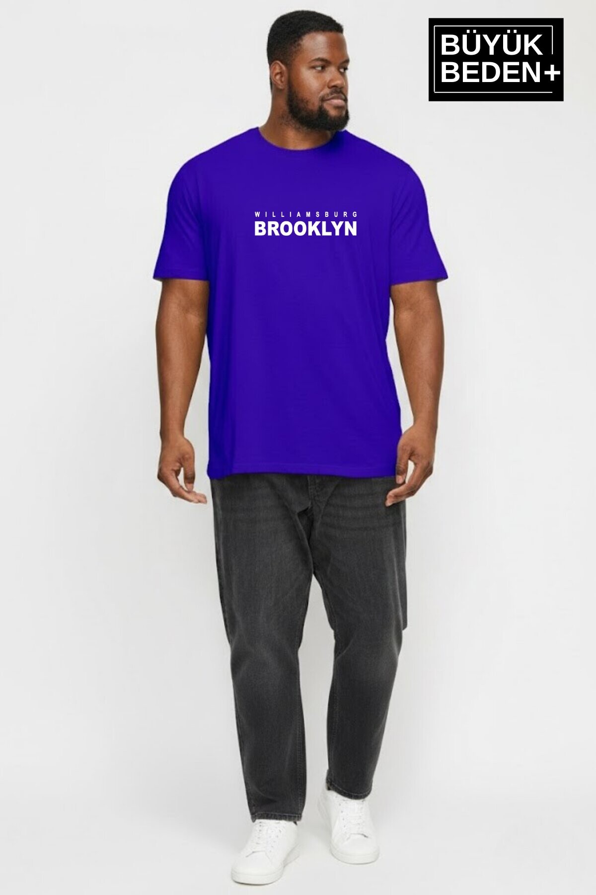Erkek Büyük Beden Willamsburg Brooklyn Baskılı 3xl-6xl Bisiklet Yaka Tshırt SPR26BTS510-16