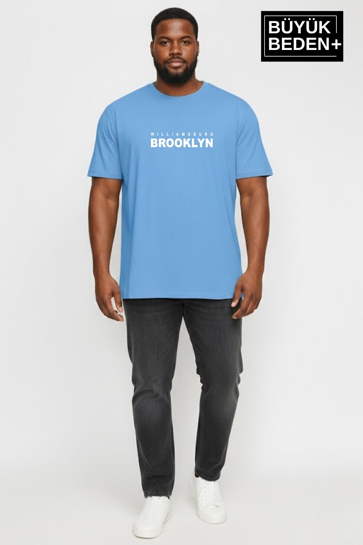Erkek Büyük Beden Willamsburg Brooklyn Baskılı 3xl-6xl Bisiklet Yaka Tshırt SPR26BTS510-16