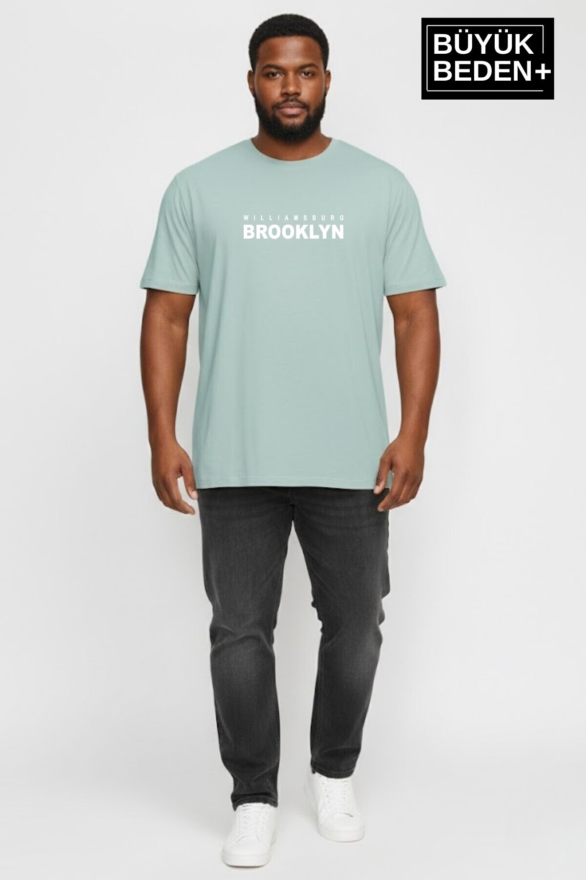 Erkek Büyük Beden Willamsburg Brooklyn Baskılı 3xl-6xl Bisiklet Yaka Tshırt SPR26BTS510-16