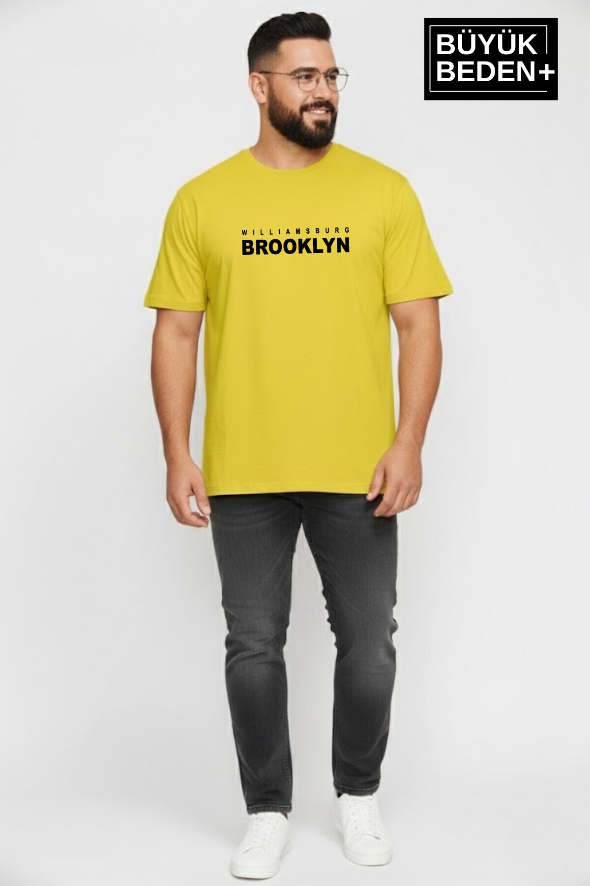 Erkek Büyük Beden Willamsburg Brooklyn Baskılı 3xl-6xl Bisiklet Yaka Tshırt SPR26BTS510-16