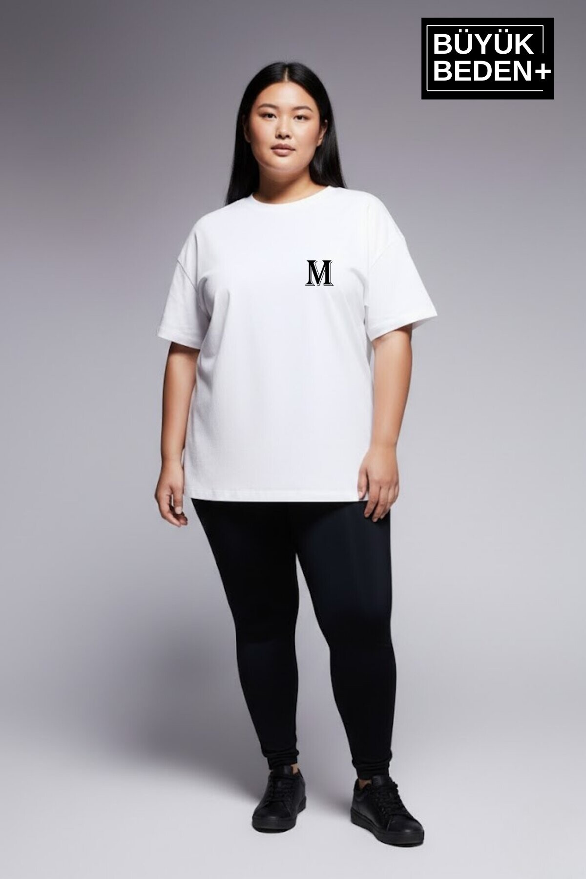 Süperlife Kadın Büyük Beden M Baskılı 3xl-6xl Bisiklet Yaka Tshırt SPR26BTSK510-12