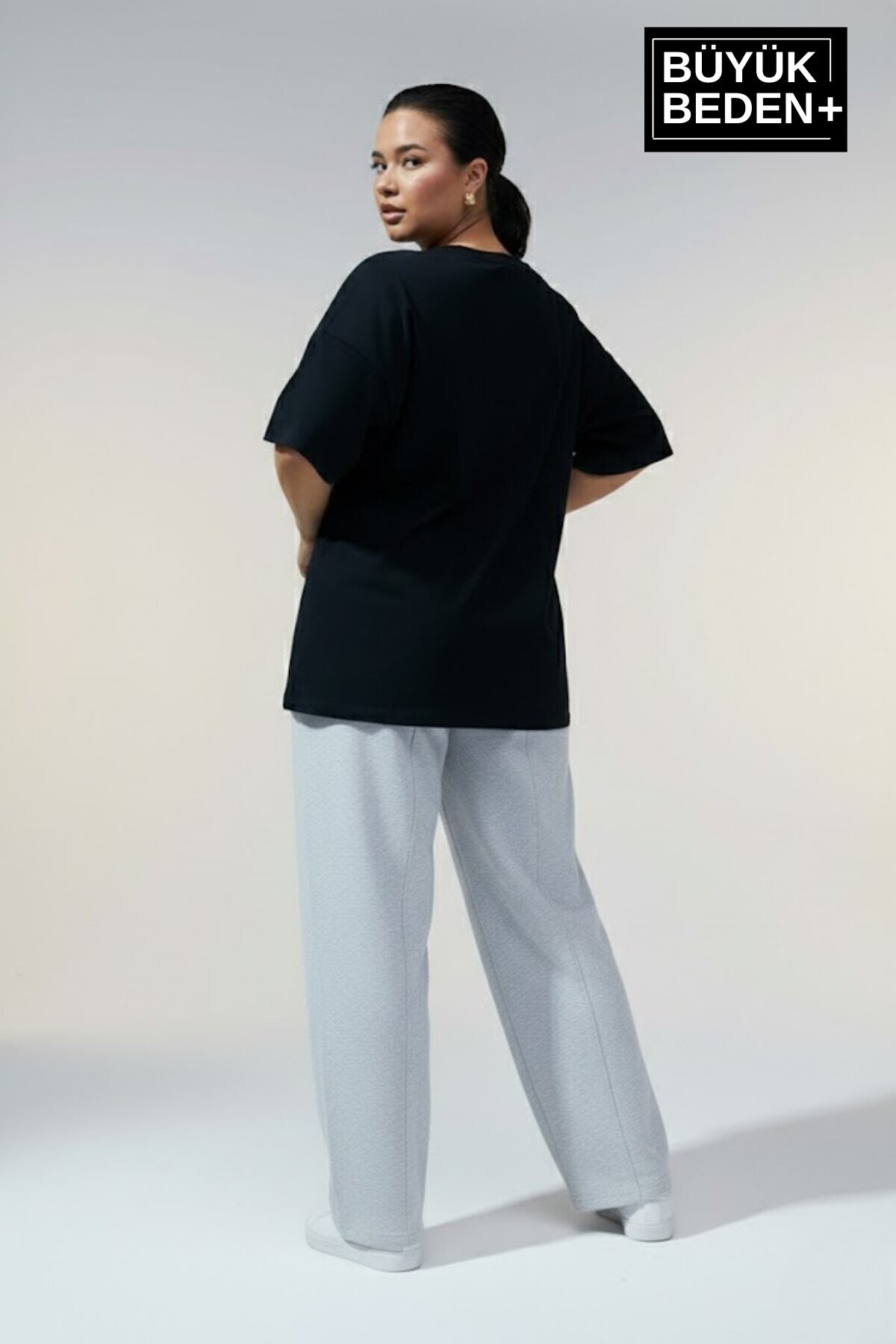 Süperlife Kadın Büyük Beden M Baskılı 3xl-6xl Bisiklet Yaka Tshırt SPR26BTSK510-12