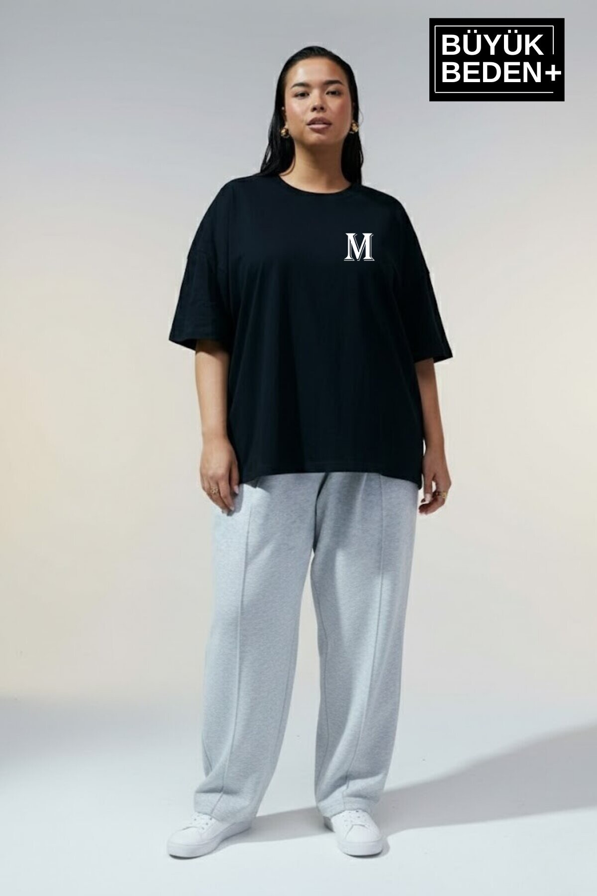 Süperlife Kadın Büyük Beden M Baskılı 3xl-6xl Bisiklet Yaka Tshırt SPR26BTSK510-12