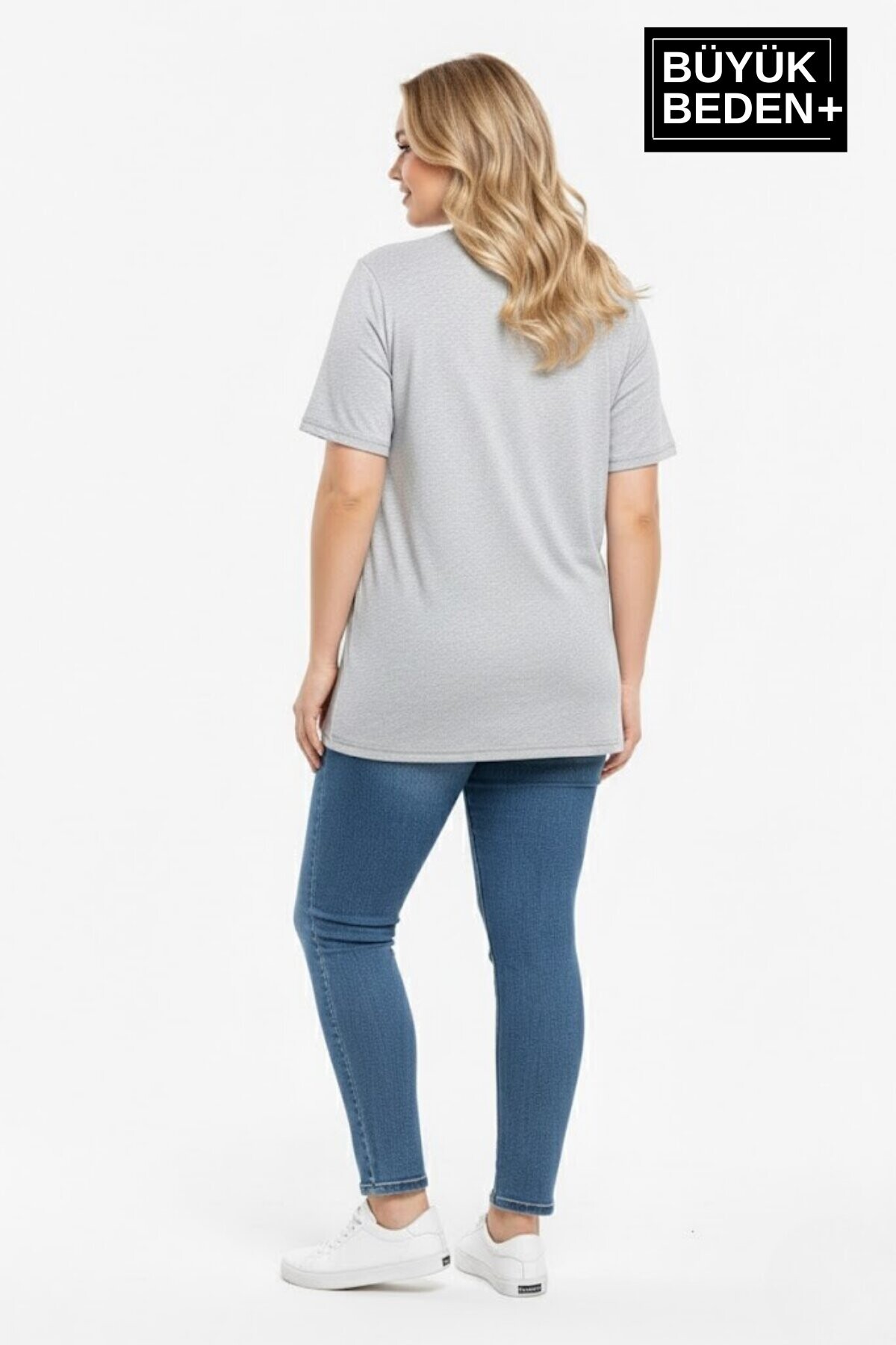 Süperlife Kadın Büyük Beden M Baskılı 3xl-6xl Bisiklet Yaka Tshırt SPR26BTSK510-12