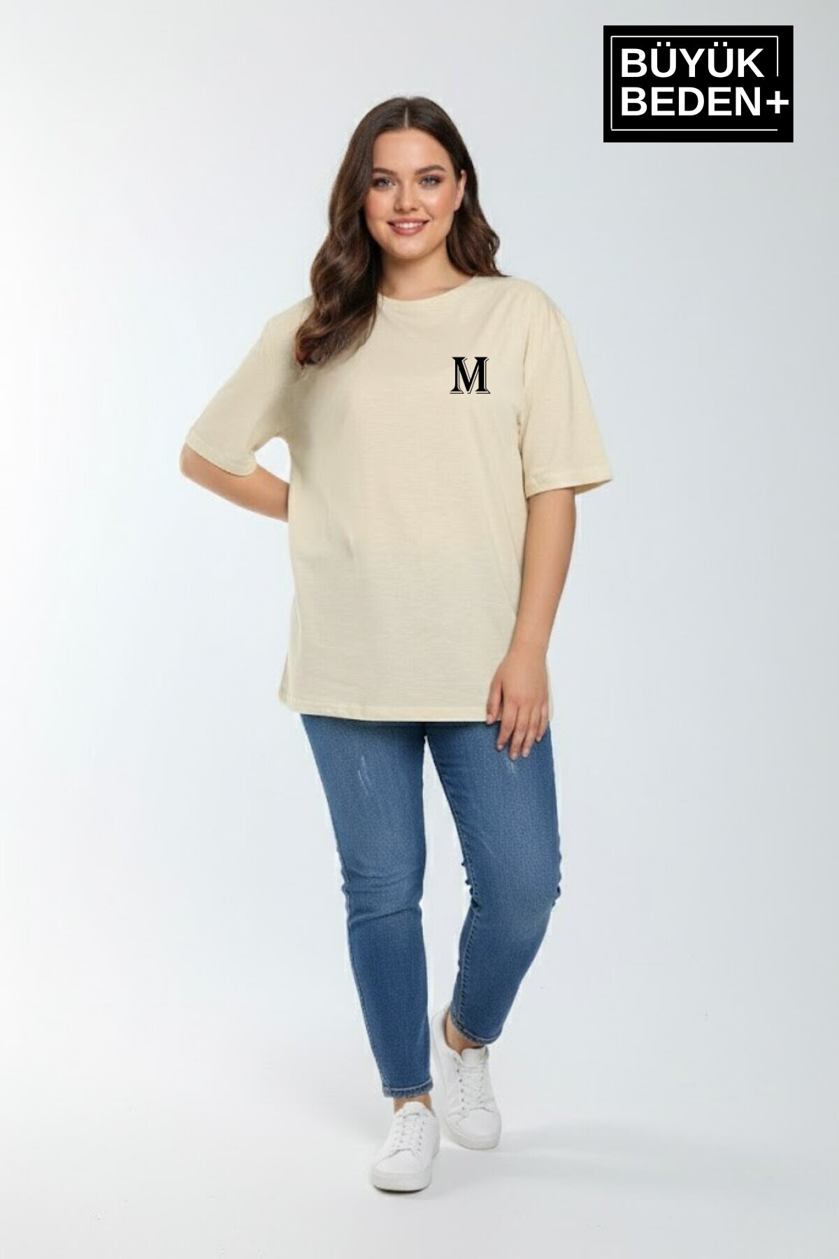 Süperlife Kadın Büyük Beden M Baskılı 3xl-6xl Bisiklet Yaka Tshırt SPR26BTSK510-12