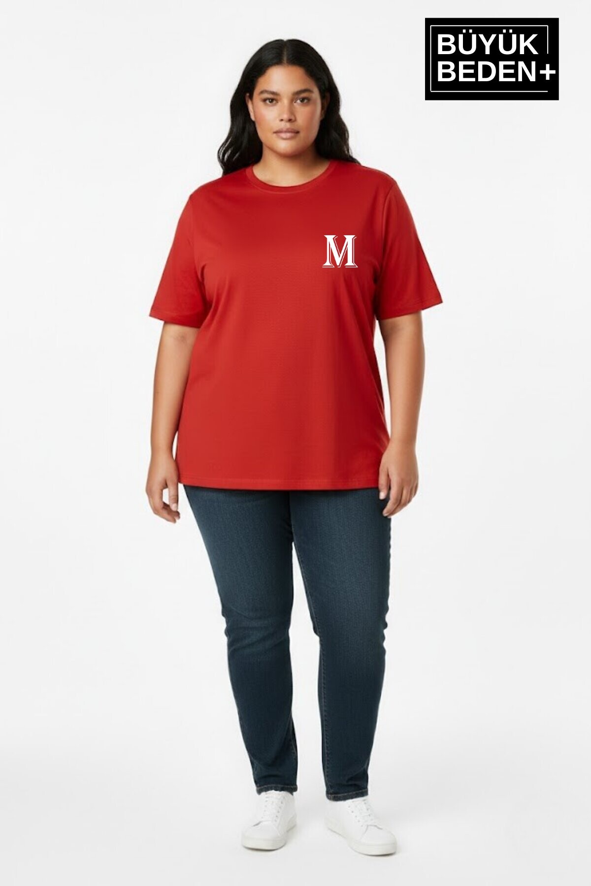 Süperlife Kadın Büyük Beden M Baskılı 3xl-6xl Bisiklet Yaka Tshırt SPR26BTSK510-12