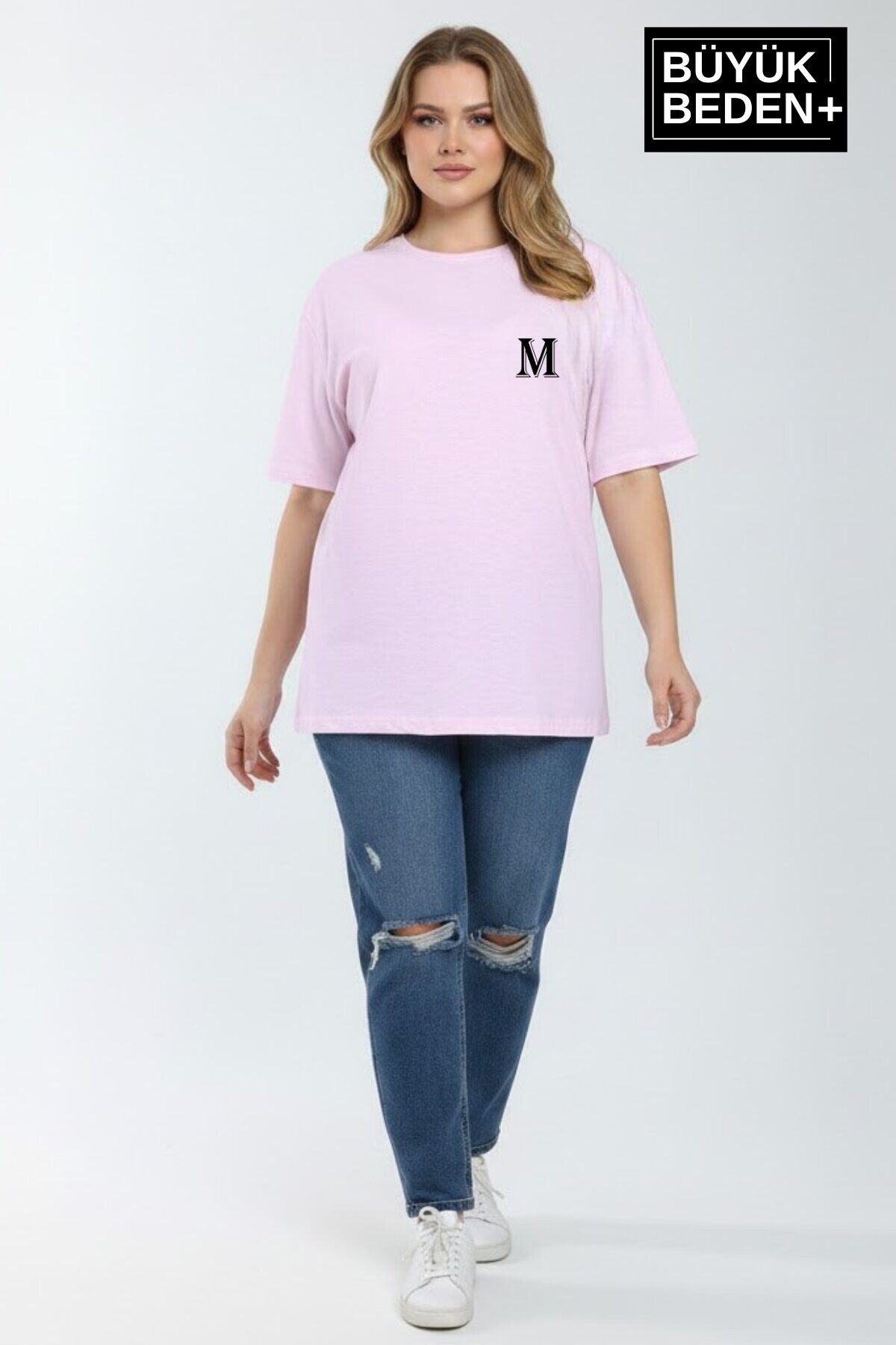 Süperlife Kadın Büyük Beden M Baskılı 3xl-6xl Bisiklet Yaka Tshırt SPR26BTSK510-12