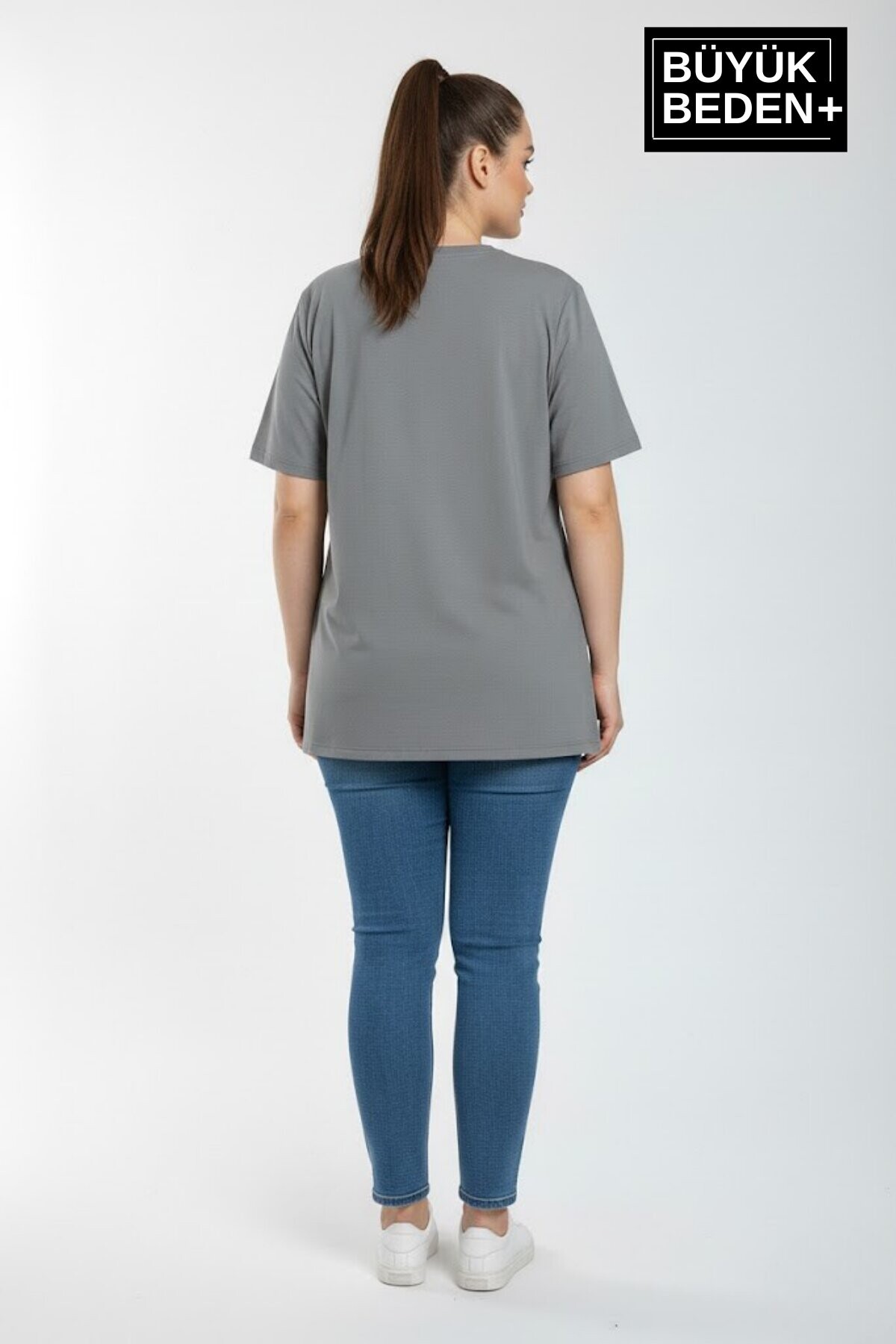 Süperlife Kadın Büyük Beden M Baskılı 3xl-6xl Bisiklet Yaka Tshırt SPR26BTSK510-12