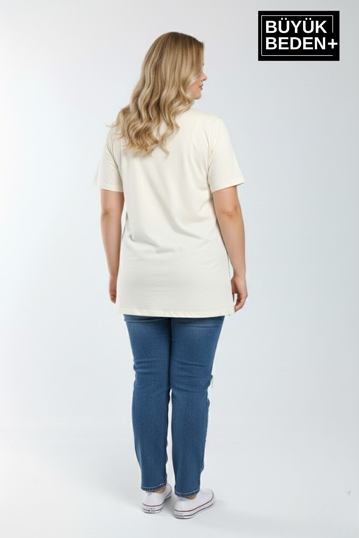 Süperlife Kadın Büyük Beden M Baskılı 3xl-6xl Bisiklet Yaka Tshırt SPR26BTSK510-12