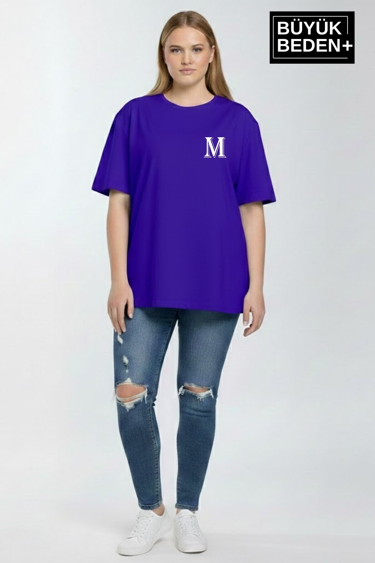 Süperlife Kadın Büyük Beden M Baskılı 3xl-6xl Bisiklet Yaka Tshırt SPR26BTSK510-12