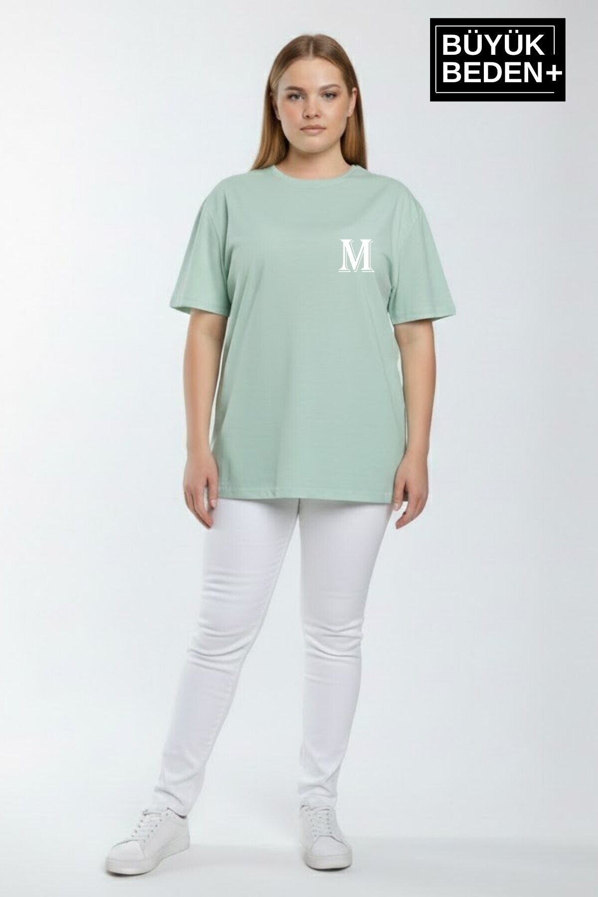Süperlife Kadın Büyük Beden M Baskılı 3xl-6xl Bisiklet Yaka Tshırt SPR26BTSK510-12