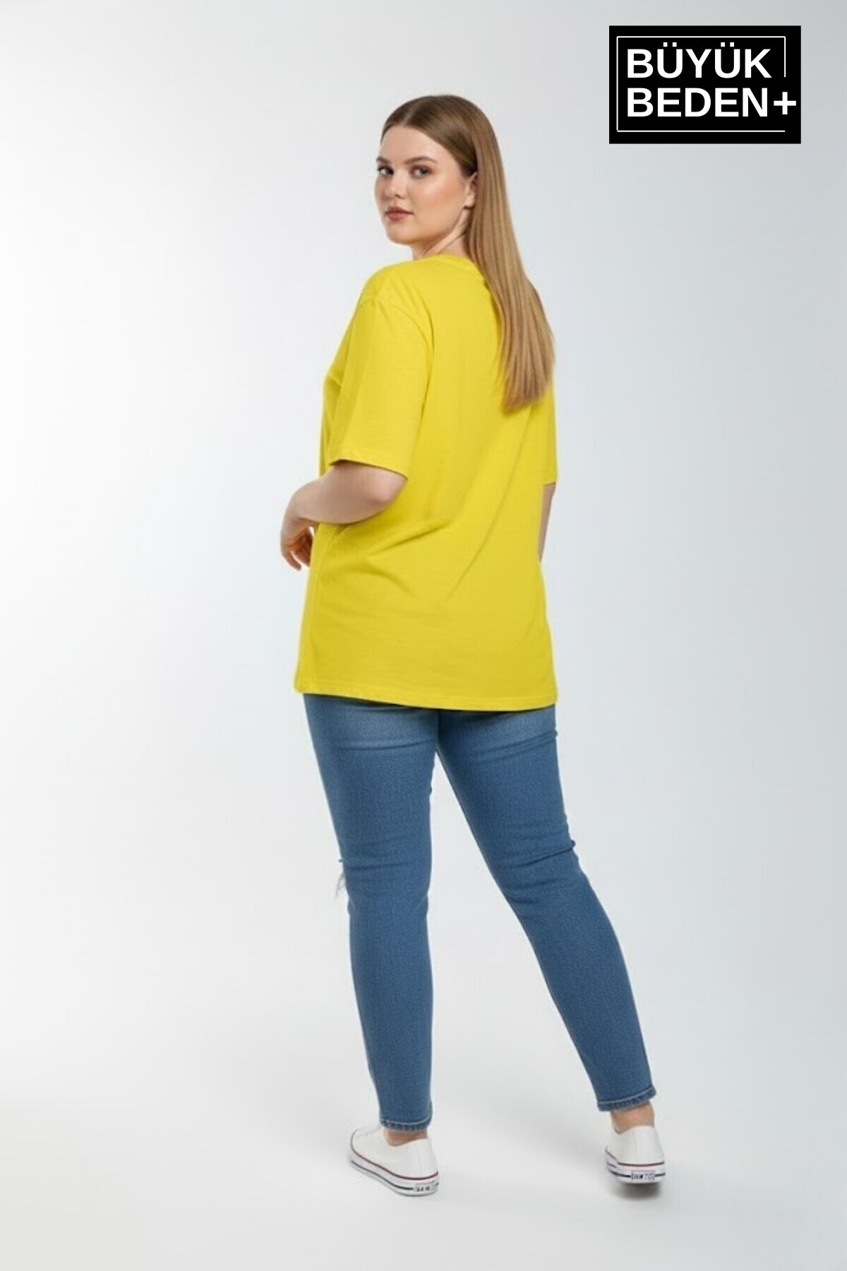 Süperlife Kadın Büyük Beden M Baskılı 3xl-6xl Bisiklet Yaka Tshırt SPR26BTSK510-12