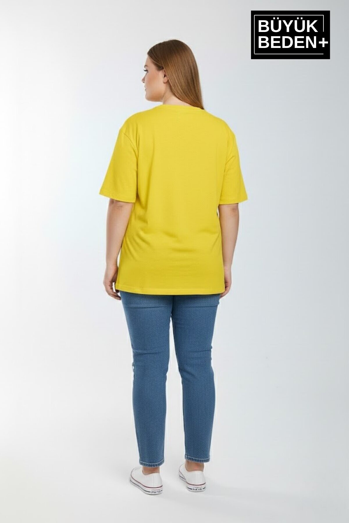 Süperlife Kadın Büyük Beden M Baskılı 3xl-6xl Bisiklet Yaka Tshırt SPR26BTSK510-12