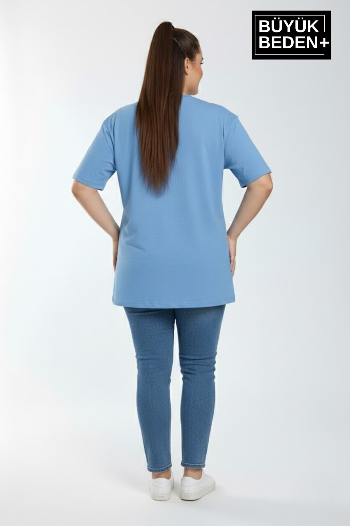 Süperlife Kadın Büyük Beden M Baskılı 3xl-6xl Bisiklet Yaka Tshırt SPR26BTSK510-12