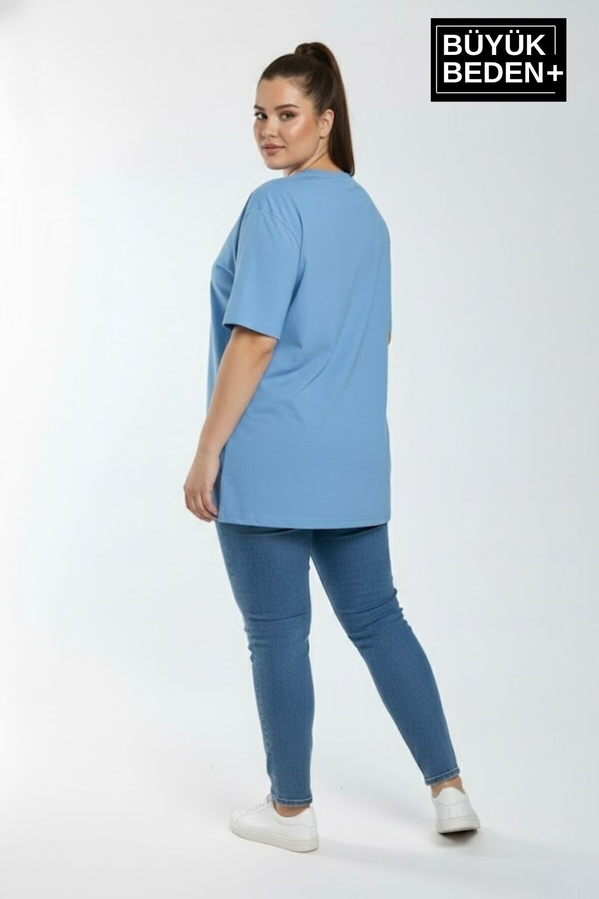 Süperlife Kadın Büyük Beden M Baskılı 3xl-6xl Bisiklet Yaka Tshırt SPR26BTSK510-12