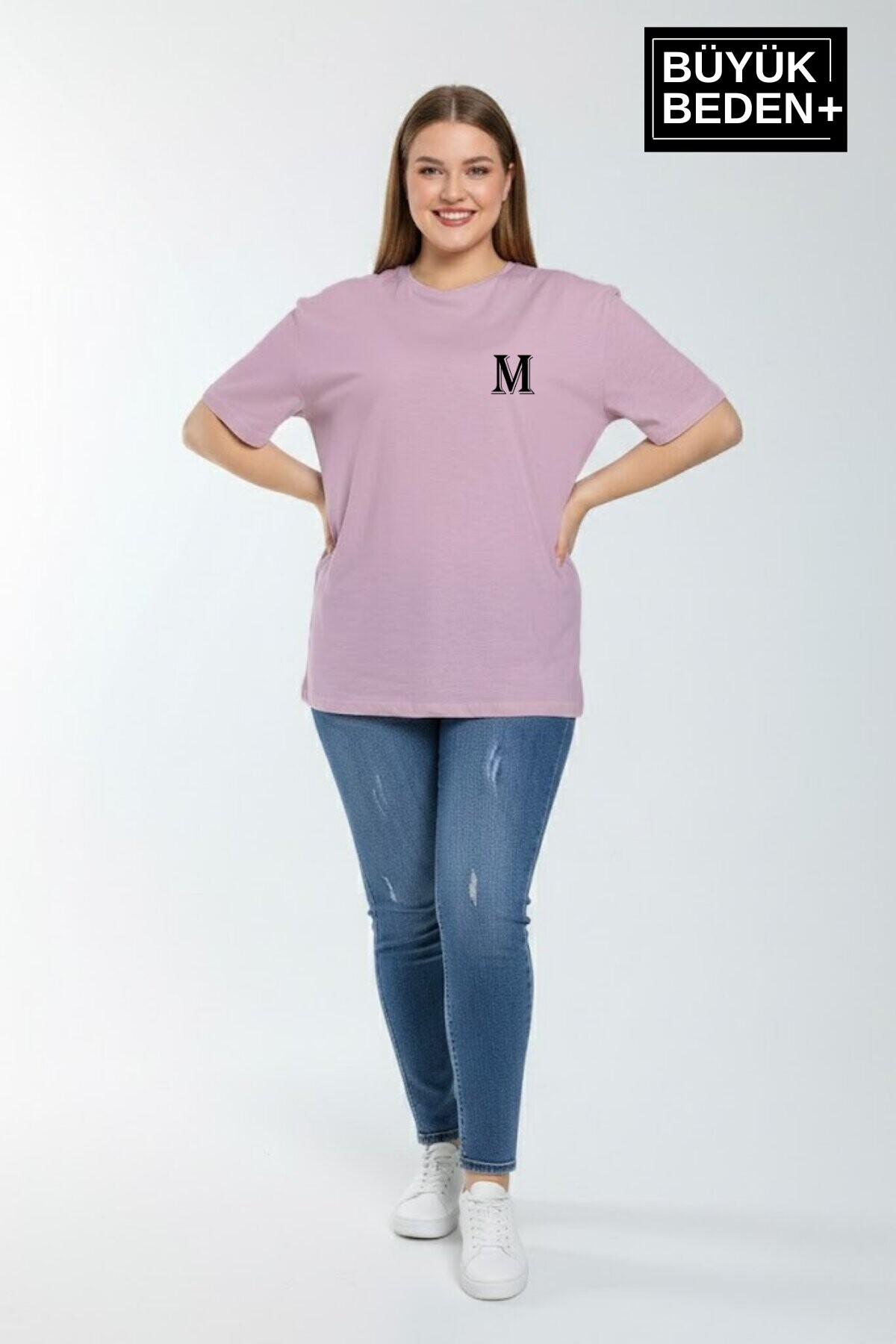 Süperlife Kadın Büyük Beden M Baskılı 3xl-6xl Bisiklet Yaka Tshırt SPR26BTSK510-12