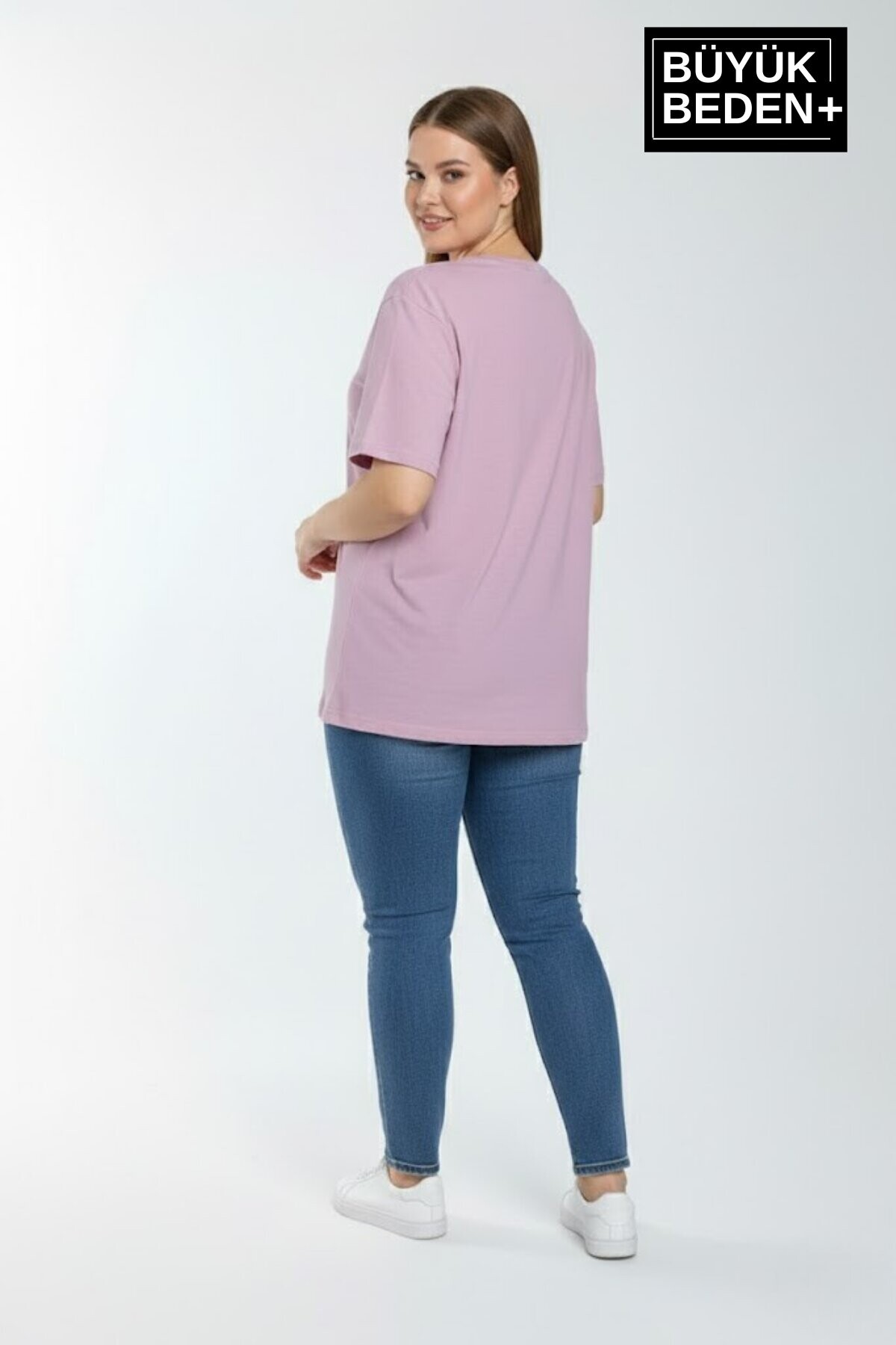 Süperlife Kadın Büyük Beden M Baskılı 3xl-6xl Bisiklet Yaka Tshırt SPR26BTSK510-12