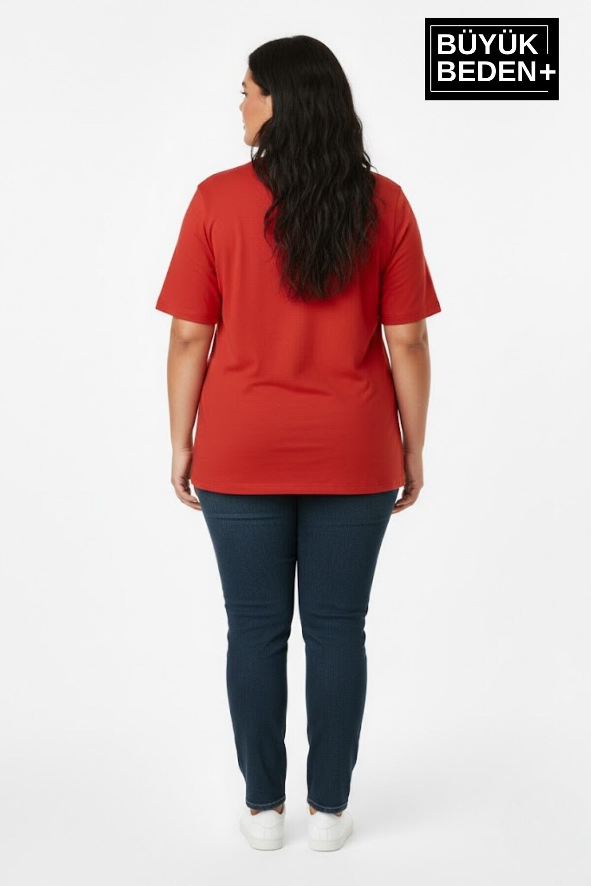Süperlife Kadın Büyük Beden N Baskılı 3xl-6xl Bisiklet Yaka Tshırt SPR26BTSK510-19