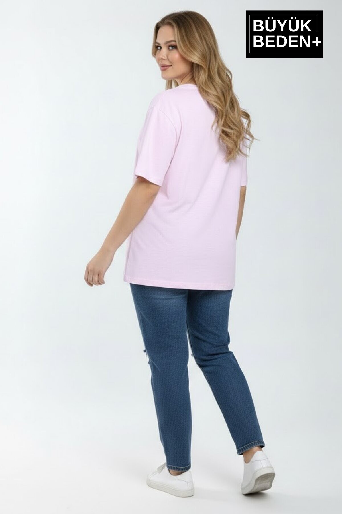 Süperlife Kadın Büyük Beden N Baskılı 3xl-6xl Bisiklet Yaka Tshırt SPR26BTSK510-19