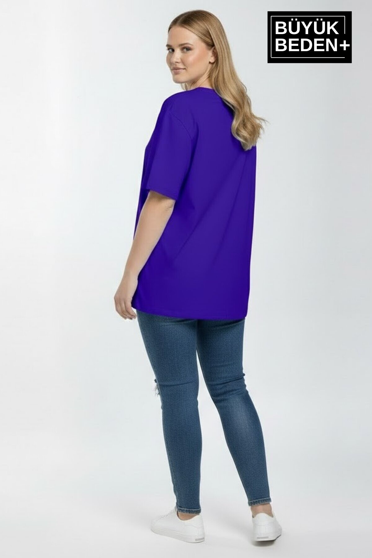 Süperlife Kadın Büyük Beden N Baskılı 3xl-6xl Bisiklet Yaka Tshırt SPR26BTSK510-19