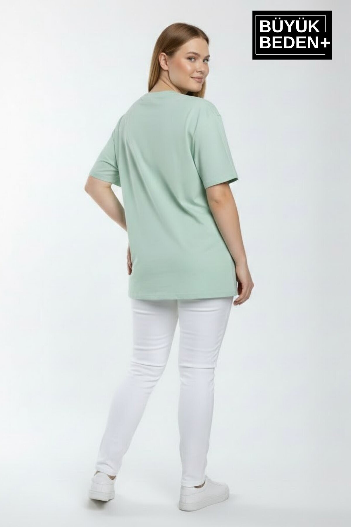 Süperlife Kadın Büyük Beden N Baskılı 3xl-6xl Bisiklet Yaka Tshırt SPR26BTSK510-19