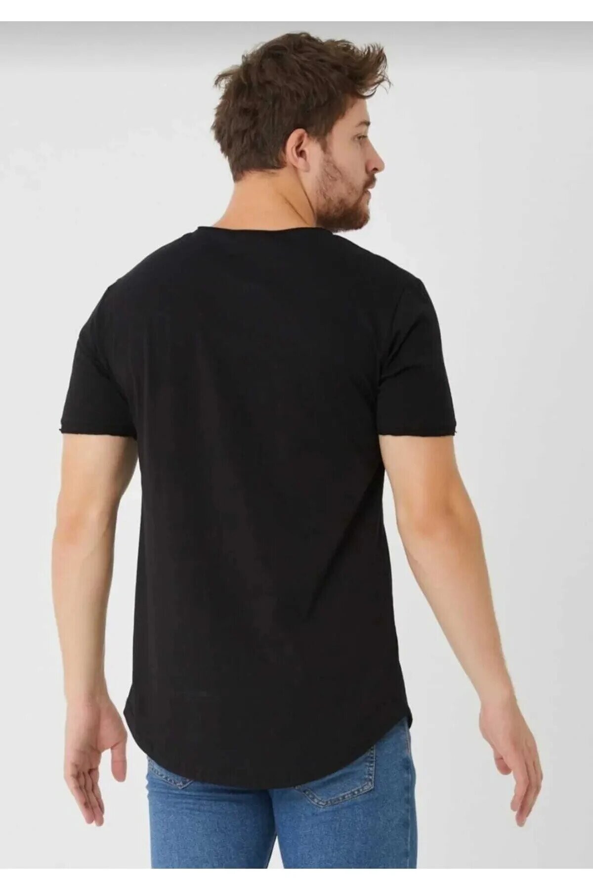 The One Erkek Pis yaka Oval Kesim Basic T-Shirt