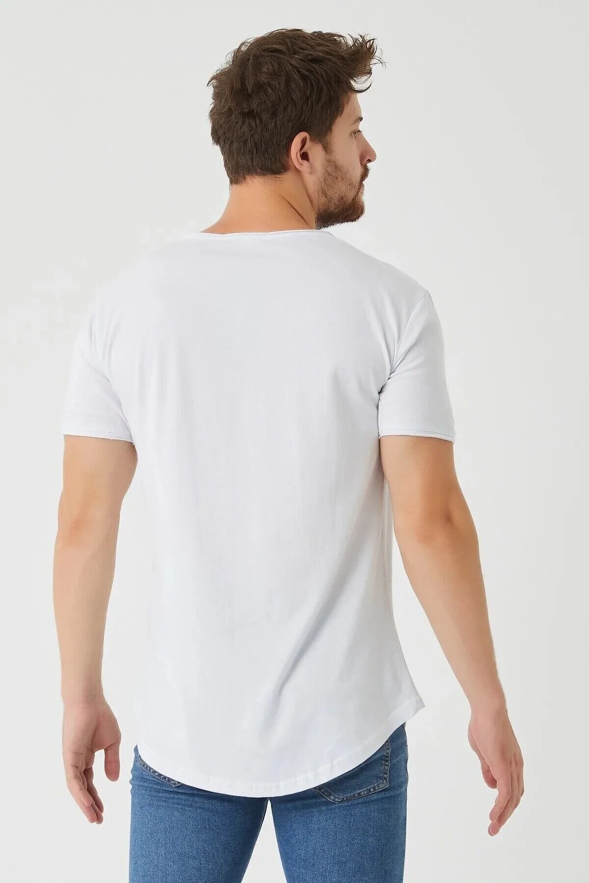 The One Erkek Pis yaka Oval Kesim Basic T-Shirt