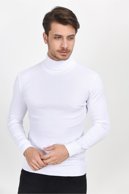 Süperlife Balıkcı Yaka Uzun Kollu Dar Kalıp İnce Erkek Sweatshirt SPR 2019K21