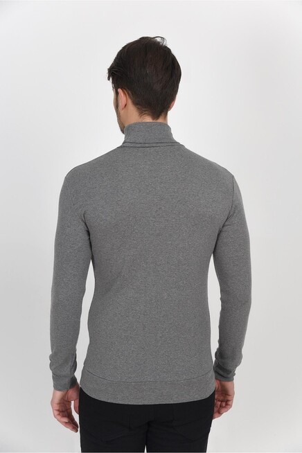 Süperlife Balıkcı Yaka Uzun Kollu Dar Kalıp İnce Erkek Sweatshirt SPR 2019K21